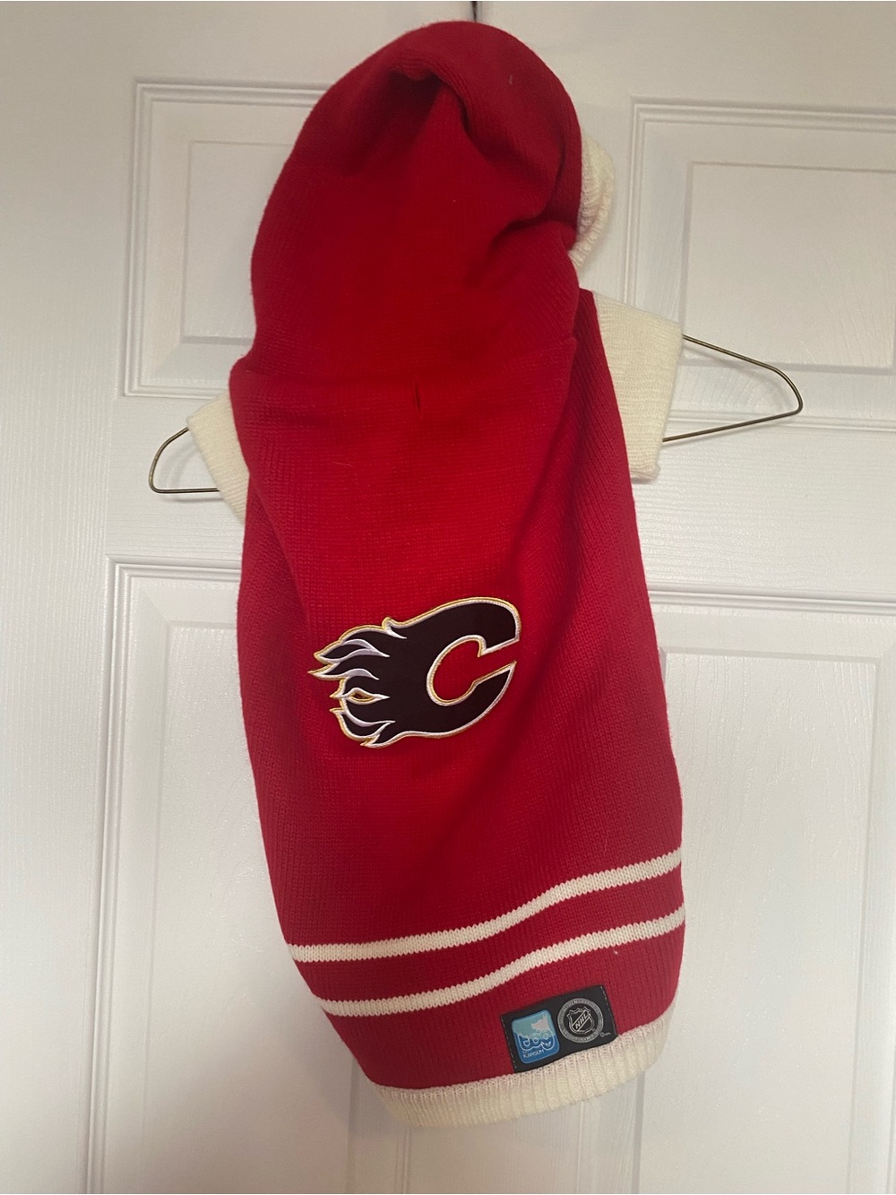 NHL Calgary Flames Dog Sweater Red Knit Pet Apparel XL